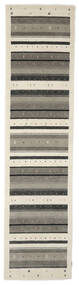 86X353 絨毯 ギャッベ インド モダン 廊下 カーペット 茶色/イエロー (ウール, インド) Carpetvista