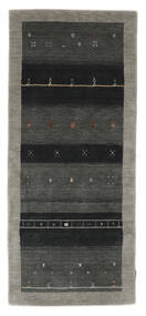 85X198 Gabbeh Indiaas Vloerkleed Modern Tapijtloper Zwart/Donker Geel (Wol, India) Carpetvista