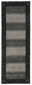  Gabbeh Indo Rug 89X248 Wool Black/Dark Yellow Small Carpetvista