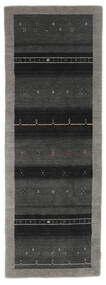 80X250 絨毯 ギャッベ インド モダン 廊下 カーペット ブラック/茶色 (ウール, インド) Carpetvista