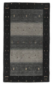  ギャッベ インド 絨毯 95X164 ウール ブラック/ダークイエロー 小 Carpetvista