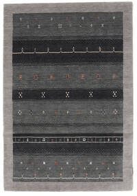  ギャッベ インド 絨毯 125X180 ウール ブラック/ダークグレー 小 Carpetvista