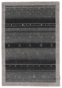  ギャッベ インド 絨毯 123X180 ウール ブラック/ダークグレー 小 Carpetvista