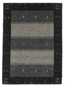 126X178 絨毯 ギャッベ インド モダン ブラック/ダークイエロー (ウール, インド) Carpetvista