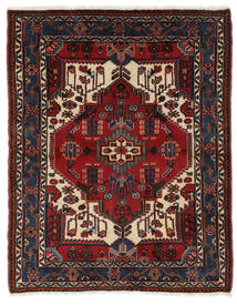 Dywan Orientalny Hamadan 112X143 Czarny/Ciemnoczerwony (Wełna, Persja/Iran)