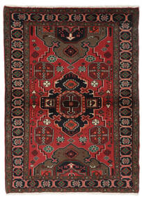 絨毯 ハマダン 95X135 ブラック/ダークレッド (ウール, ペルシャ/イラン)
