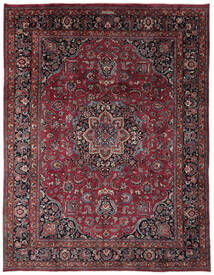 295X380 Tapete Oriental Mashad Preto/Vermelho Escuro Grande (Lã, Pérsia/Irão) Carpetvista