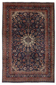 195X300 Tapete Mashad Oriental Preto/Vermelho Escuro (Lã, Pérsia/Irão) Carpetvista