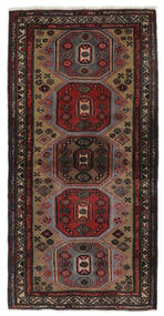 80X128 絨毯 ハマダン オリエンタル ブラック/茶色 (ウール, ペルシャ/イラン) Carpetvista