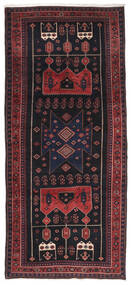  Persischer Kurdi Teppich 146X328 Läufer Schwarz/Dunkelrot (Wolle, Persien/Iran)