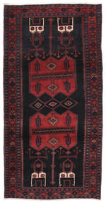  Persischer Kurdi Teppich 153X302 Läufer Schwarz/Dunkelrot (Wolle, Persien/Iran)
