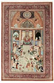 絨毯 オリエンタル クム シルク 190X288 茶/深紅色の (絹, ペルシャ/イラン)