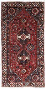 127X274 Tapis D'orient Shiraz De Couloir Noir/Rouge Foncé (Laine, Perse/Iran) Carpetvista
