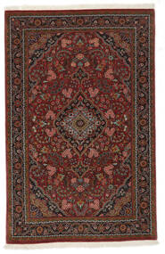 絨毯 ペルシャ クム Kork/シルク 100X156 ブラック/ダークレッド (ウール, ペルシャ/イラン)