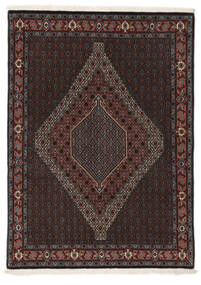  Persischer Senneh Teppich 114X160 Schwarz/Dunkelrot (Wolle, Persien/Iran)
