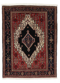  Orientalsk Senneh Tæppe 118X157 Sort/Mørkerød Uld, Persien/Iran Carpetvista