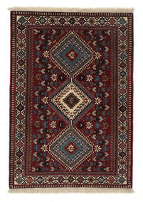 絨毯 ヤラメー 105X150 ブラック/茶色 (ウール, ペルシャ/イラン)