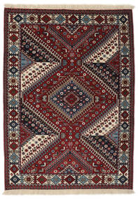  Persischer Yalameh Teppich 100X144 Schwarz/Dunkelrot (Wolle, Persien/Iran)