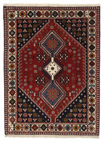 105X142 Alfombra Yalameh Oriental Negro/Rojo Oscuro (Lana, Persia/Irán) Carpetvista