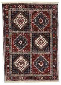 103X147 Dywan Yalameh Orientalny Czarny/Ciemnoczerwony (Wełna, Persja/Iran) Carpetvista