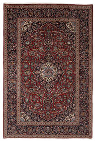 192X294 Tapis D'orient Kashan Noir/Rouge Foncé (Laine, Perse/Iran) Carpetvista