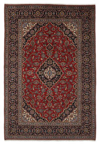 Tapete Oriental Kashan 201X301 Preto/Vermelho Escuro (Lã, Pérsia/Irão)