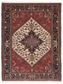  Orientalischer Heriz Teppich 155X200 Schwarz/Dunkelrot Wolle, Persien/Iran Carpetvista