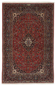 Tapete Persa Kashan 140X215 Preto/Vermelho Escuro (Lã, Pérsia/Irão)