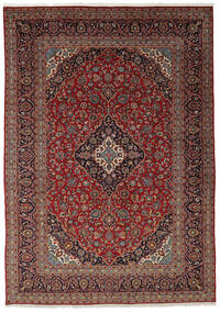 Tapete Kashan 246X352 Preto/Vermelho Escuro (Lã, Pérsia/Irão)