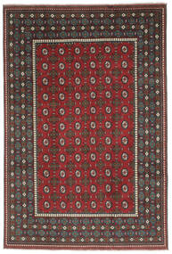 Afghan Fine Rug 198X294 Black/Dark Red Wool, Afghanistan Carpetvista