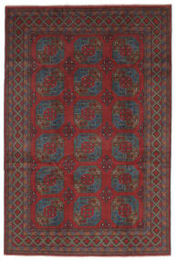  204X301 Afghan Fine Rug Black/Dark Red Afghanistan Carpetvista