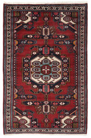  Persischer Hamadan Teppich 131X203 Schwarz/Dunkelrot (Wolle, Persien/Iran)