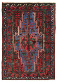 絨毯 ペルシャ ハマダン 144X208 ブラック/ダークレッド (ウール, ペルシャ/イラン)