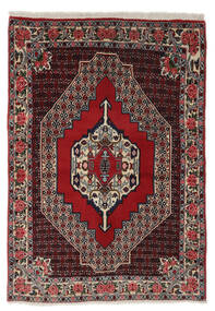 Koberec Orientální Senneh 130X187 Černá/Tmavě Červená (Vlna, Persie/Írán)