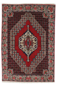 Senneh Teppich 128X190 Schwarz/Dunkelrot Wolle, Persien/Iran Carpetvista
