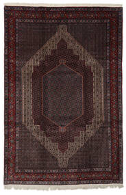 Senneh Teppich 200X298 Schwarz/Dunkelrot Wolle, Persien/Iran Carpetvista