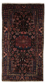 絨毯 ナハバンド 147X274 ブラック/茶色 (ウール, ペルシャ/イラン)
