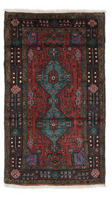 絨毯 ハマダン 94X168 ブラック/ダークレッド (ウール, ペルシャ/イラン)