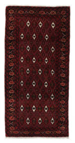 絨毯 ペルシャ トルクメン 103X204 ブラック/ダークレッド (ウール, ペルシャ/イラン)