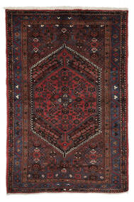 140X208 Tapete Oriental Hamadã Preto/Vermelho Escuro (Lã, Pérsia/Irão) Carpetvista