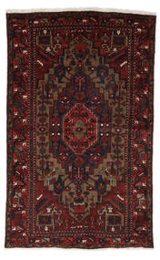 132X207 Alfombra Oriental Hamadan Negro/Rojo Oscuro (Lana, Persia/Irán) Carpetvista