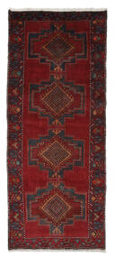 絨毯 ハマダン 130X310 廊下 カーペット ブラック/ダークレッド (ウール, ペルシャ/イラン)