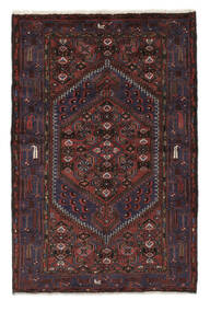 126X193 Alfombra Oriental Hamadan Negro/Rojo Oscuro (Lana, Persia/Irán) Carpetvista