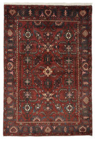  Persischer Hamadan Teppich 140X208 Schwarz/Dunkelrot (Wolle, Persien/Iran)