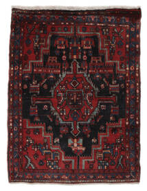 123X154 絨毯 ナハバンド オリエンタル ブラック/ダークレッド (ウール, ペルシャ/イラン) Carpetvista