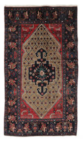 絨毯 ペルシャ ハマダン 130X232 ブラック/ダークレッド (ウール, ペルシャ/イラン)