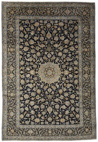 265X385 Alfombra Oriental Keshan Negro/Marrón Grande (Lana, Persia/Irán) Carpetvista