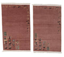 絨毯 ネパール Original 98X160 ダークレッド (ウール/バンブーシルク, ネパール/チベット)