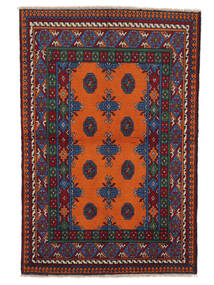  99X147 Afghan Fine Vloerkleed Zwart/Donkerrood Afghanistan Carpetvista
