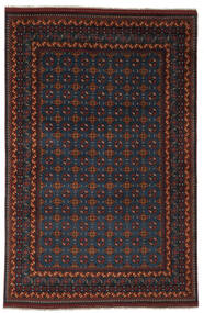 196X295 Χαλι Afghan Fine Ανατολής Μαύρα/Σκούρο Κόκκινο (Μαλλί, Αφγανικά) Carpetvista
